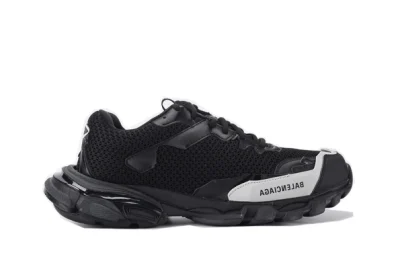 BALENCIAGA TRIPLE-S BLACK (WHITE LOGO) REPLICA - etkick uk