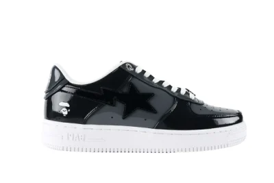 A Bathing Ape Bape Sta Black Leather Shoes - etkick uk