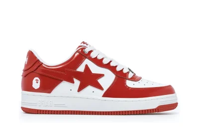 A Bathing Ape Bape Sta Patent Leather White Red Reps - etkick uk