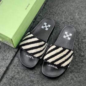 OFF-WHITE FLYKNIT STRIPE SLIDES REPS