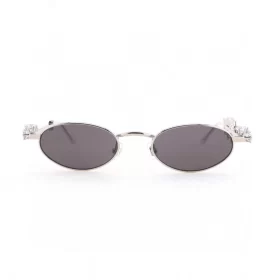 D'heygere Oval Optical Glasses (Silver Frame + Gray Lenses)