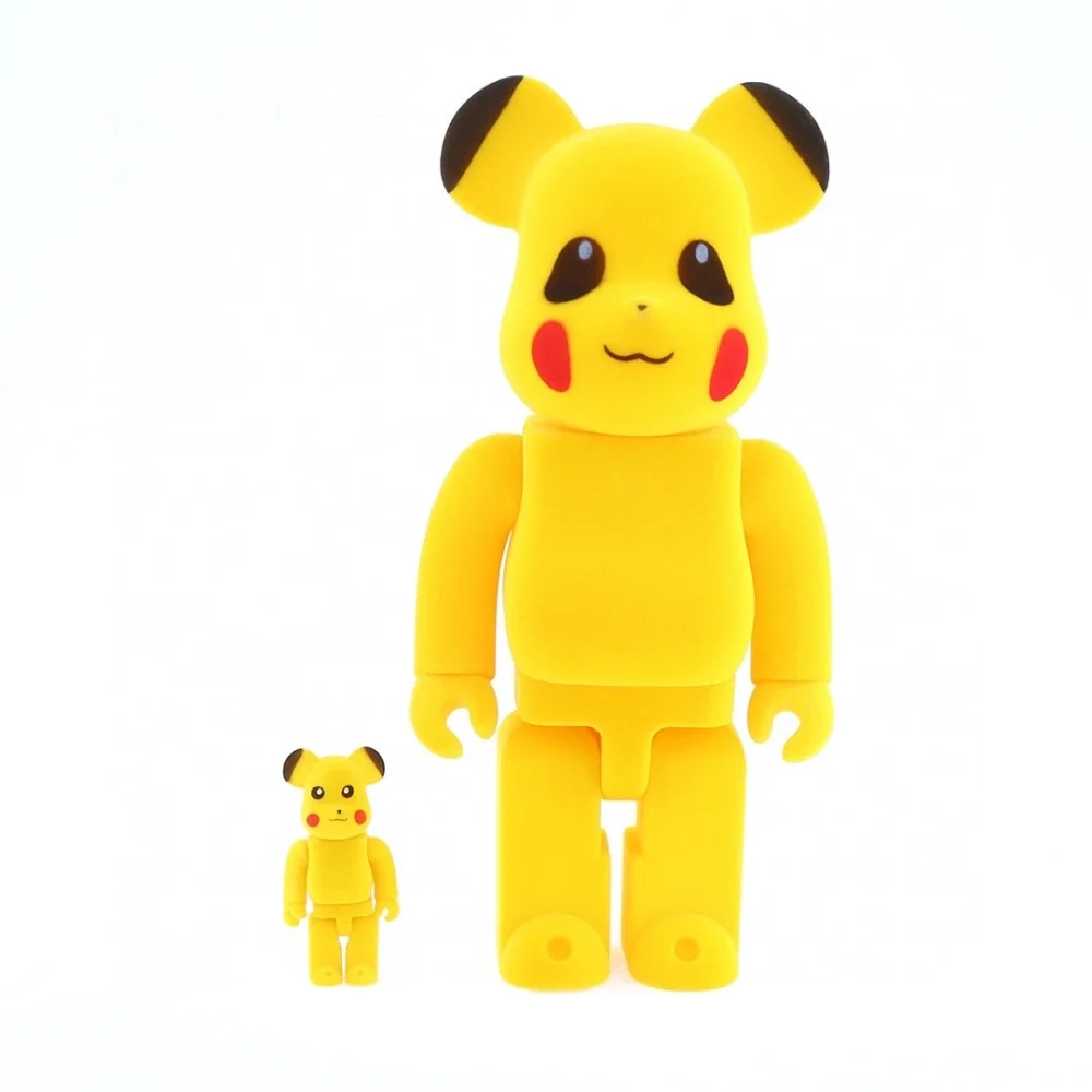 BE@RBRICK Brick Bear X Pikachu, trendy doll in flocked design - etkick uk