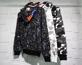 A BATHING APE BAPE SHARK 1ST CAMO HOODIE – BLACK REPLICA