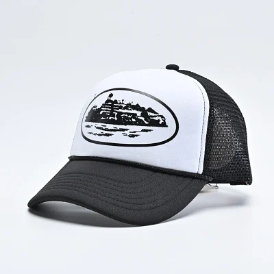 Corteiz Alcatraz Trucker Hat Black White Top Version REPS - etkick uk