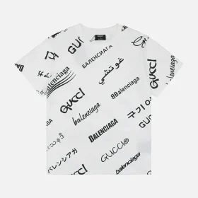 BALENCIAGA CO-Branding-Tiert-Multilabel-Barrage-Print T-shirt Reps