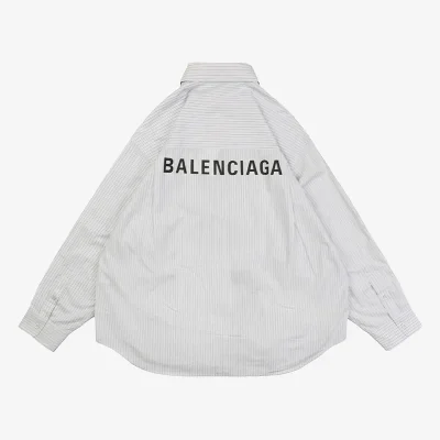 Balenciaga Long -Sleeved Shirt With Letter Strip On The Back Reps - etkick uk