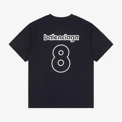 Balenciaga Black 8-Letter Logo Print On The Back T-Shirt Reps - etkick uk