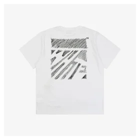 Off-White Irregular Lines Of Flying Thread Embroidery T-Shirt Reps