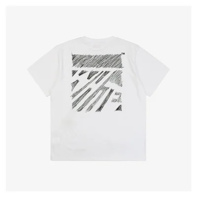 Off-White Irregular Lines Of Flying Thread Embroidery T-Shirt Reps - etkick uk