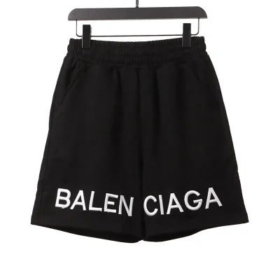 Balenciaga Black And White Embroidered Letter Shorts - etkick reps