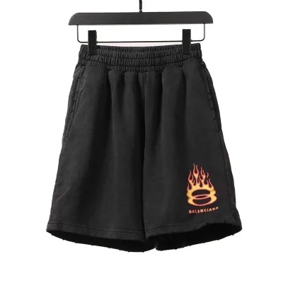 Balenciaga Black & Orange Flame Shorts - etkick reps