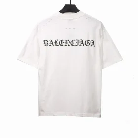 Balenciaga Colorblock Sanskrit Print Ripped T-Shirt