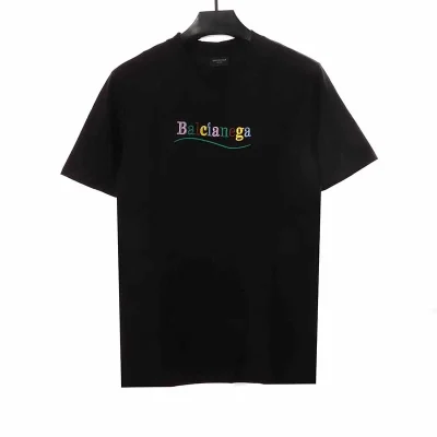 Balenciaga Colored Logo Embroidery T-Shirt - etkick reps