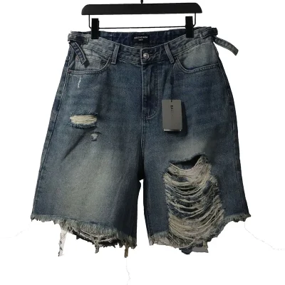 Balenciaga Denim Shorts In Used Look - etkick reps