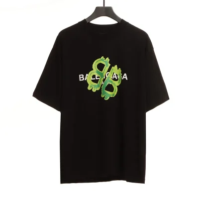 Balenciaga Green Lacquered Double B T-Shirt - etkick reps