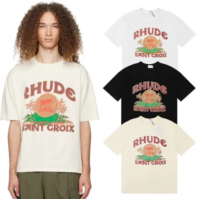 Rhude Saint Croix Coconut Tree Print T-Shirt - etkick reps