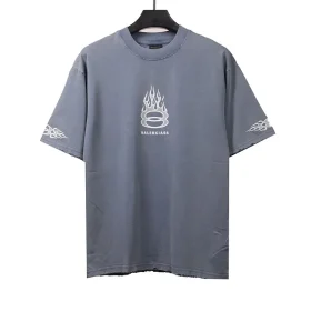 Balenciaga Distressed Flame Double Ring T-Shirt