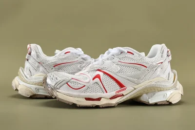 Balenciaga Runner 2.0 Sneaker in White Beige Red for Women - etkick reps