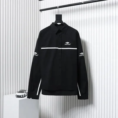 Balenciaga 3B Shirt With White Stripes And Embroidery - etkick reps