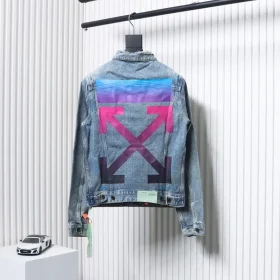 Off-White Destroyed Denim Jacket with Gradient Arrow