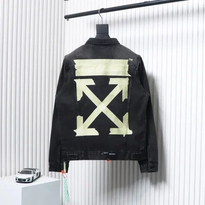 Off-White Yellow Striped Denim Jacket - etkick reps