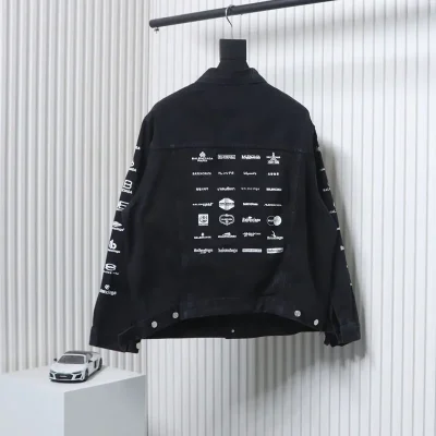 Balenciaga Denim Jacket With Logo Print - etkick reps