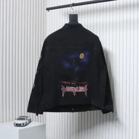 Balenciaga Washed Sanskrit Tower Denim Jacket