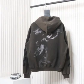 Off-White Hoodie With Washed Old Man Print