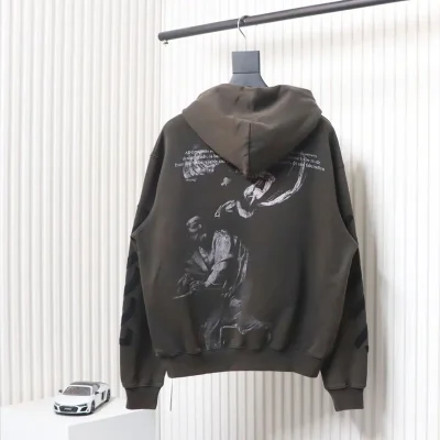 Off-White Hoodie With Washed Old Man Print - etkick reps