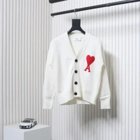 AMI Love Embroidered Sweater Cardigan