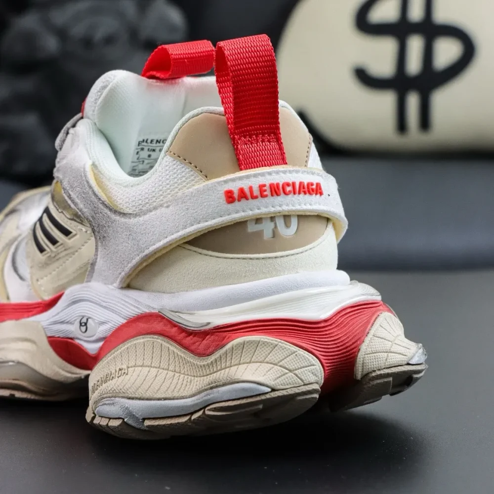 Balenciaga Men’S Cargo Sneakers In Beige/Grey/Red - etkick reps