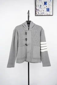 Tb Half-Cardigan Duffle Coat Made Of Virgin Wool With Hood