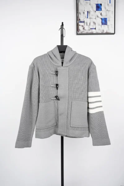 Tb Half-Cardigan Duffle Coat Made Of Virgin Wool With Hood - etkick reps