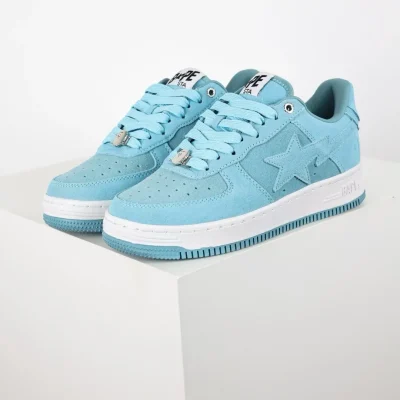 A BATHING APE STA Fashion Sneakers Blue Faux Fur - etkick reps