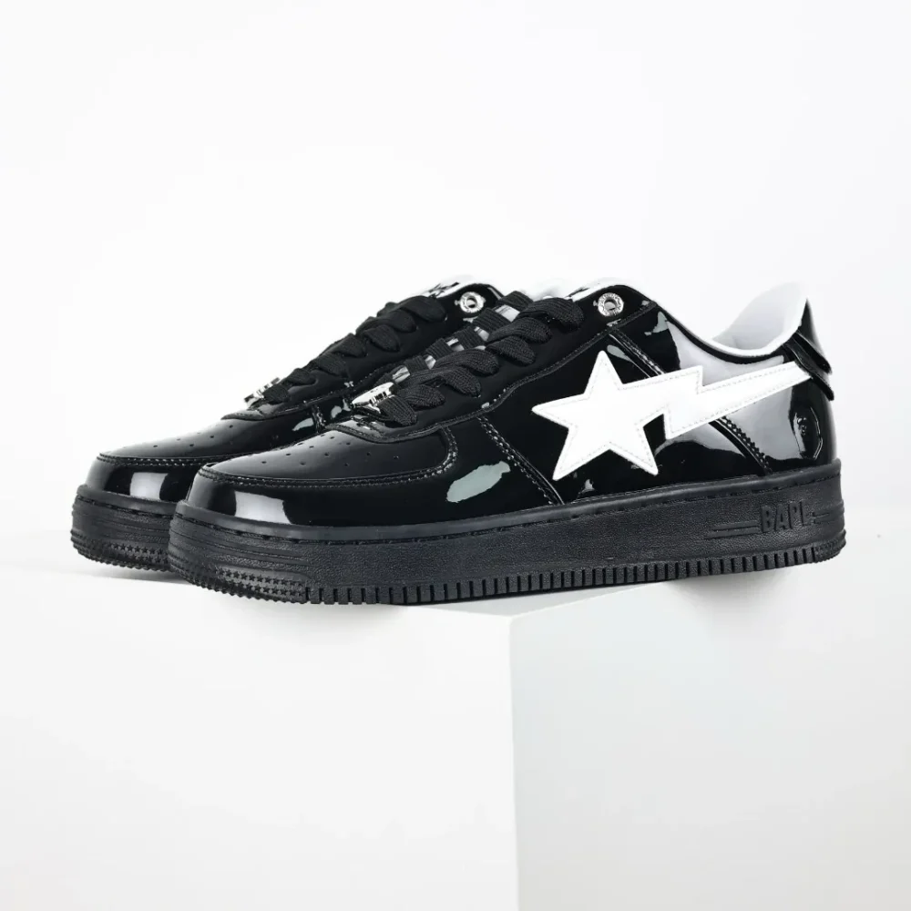 A BATHING APE STA sneakers with black mirror and white hook - etkick reps