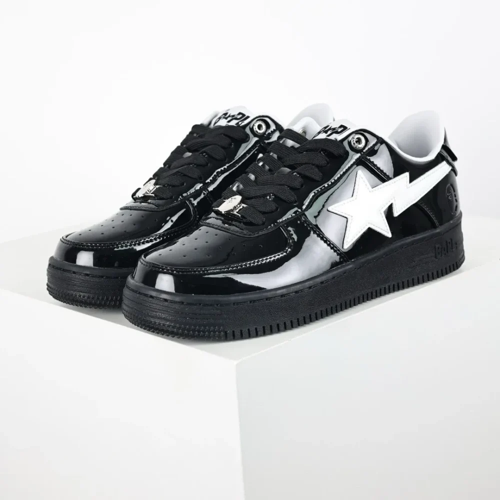 A BATHING APE STA sneakers with black mirror and white hook - etkick reps