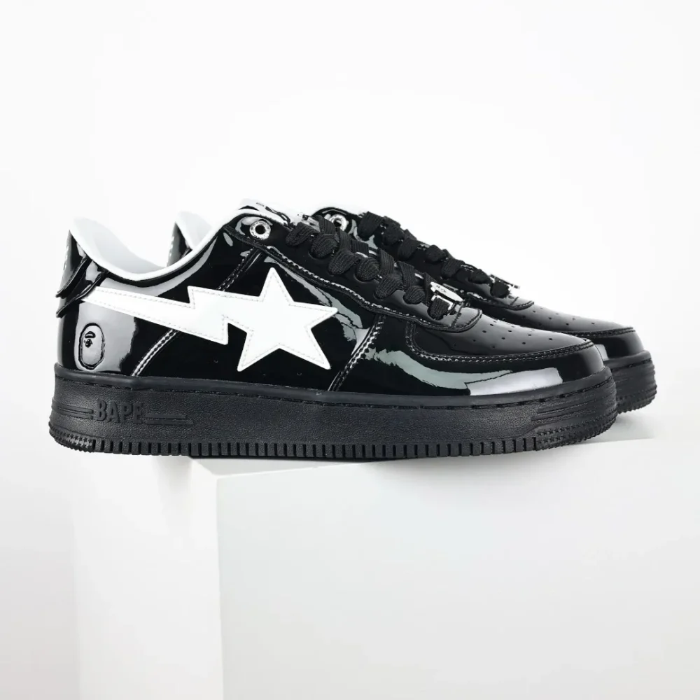 A BATHING APE STA sneakers with black mirror and white hook - etkick reps