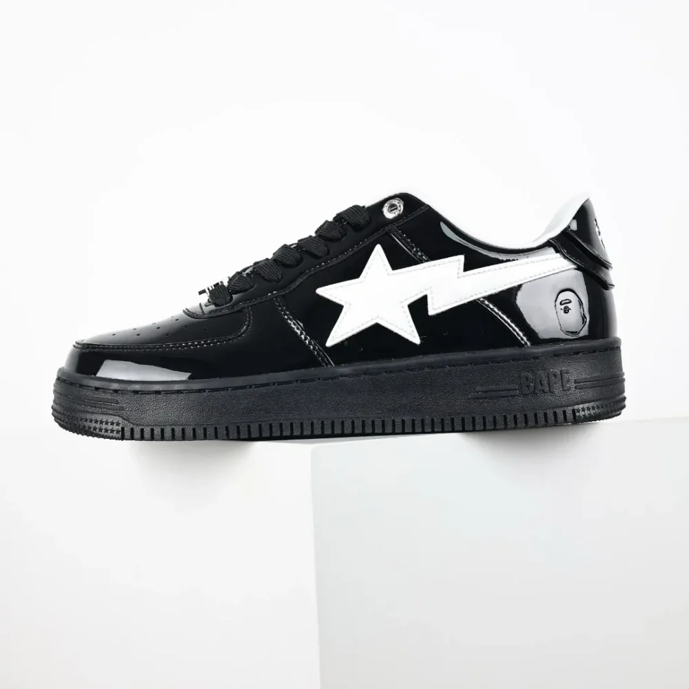 A BATHING APE STA sneakers with black mirror and white hook - etkick reps