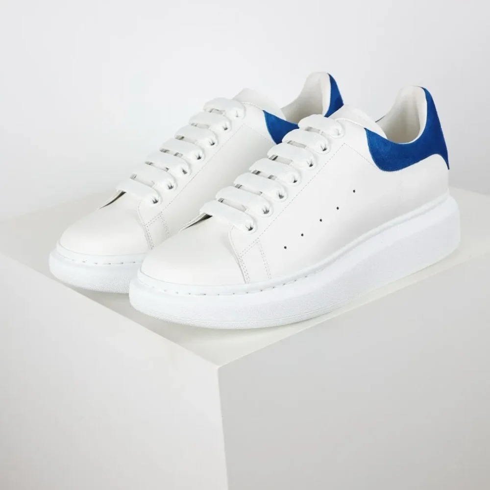 Alexander McQueen Oversized Leather Sneakers Blue/White - etkick reps