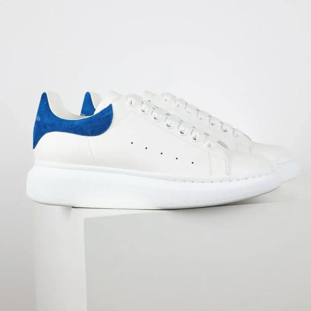 Alexander McQueen Oversized Leather Sneakers Blue/White - etkick reps