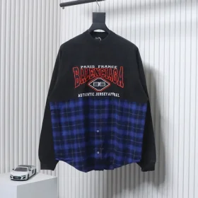 Balenciaga Embroidered Fake Two Piece Patchwork Check T-Shirt