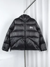 Stussy 22Fw Black-Pink Hooded Down Jacket