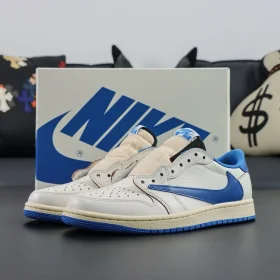 Fragment x Travis Scott x Air Jordan 1 Low White Cream Royal Blue