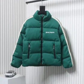 Palm Angels Down Jacket With Embroidered Logo And Colored Stripes