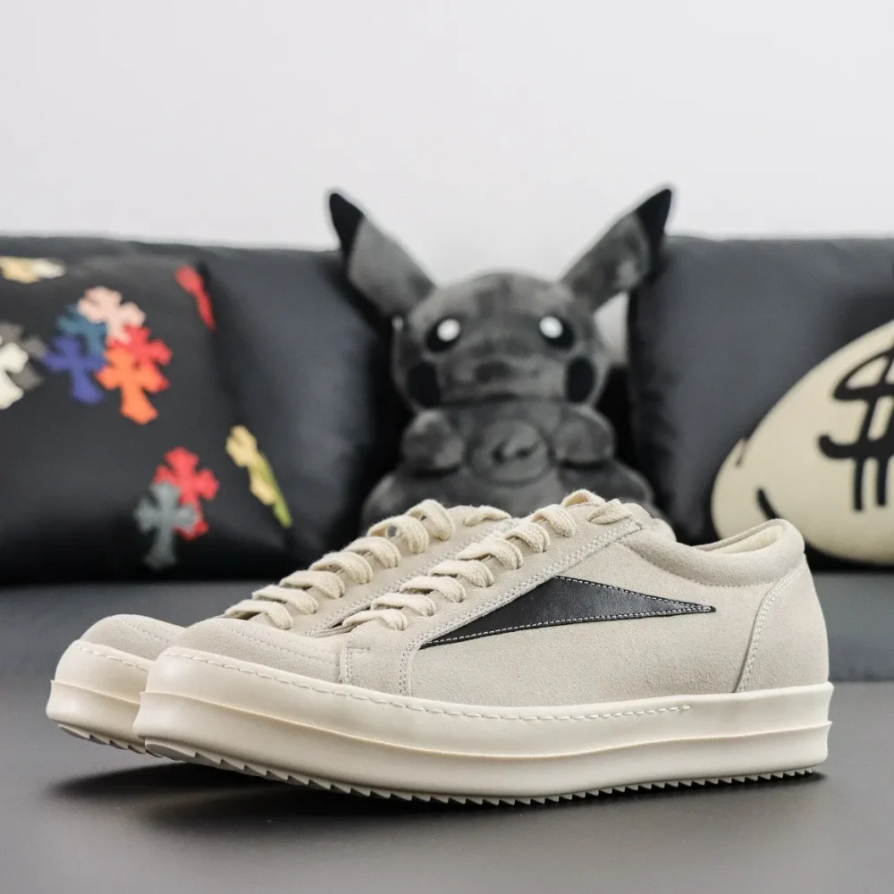 Rick Owens Cowhide Low-Top Sneakers Milky White - etkick reps