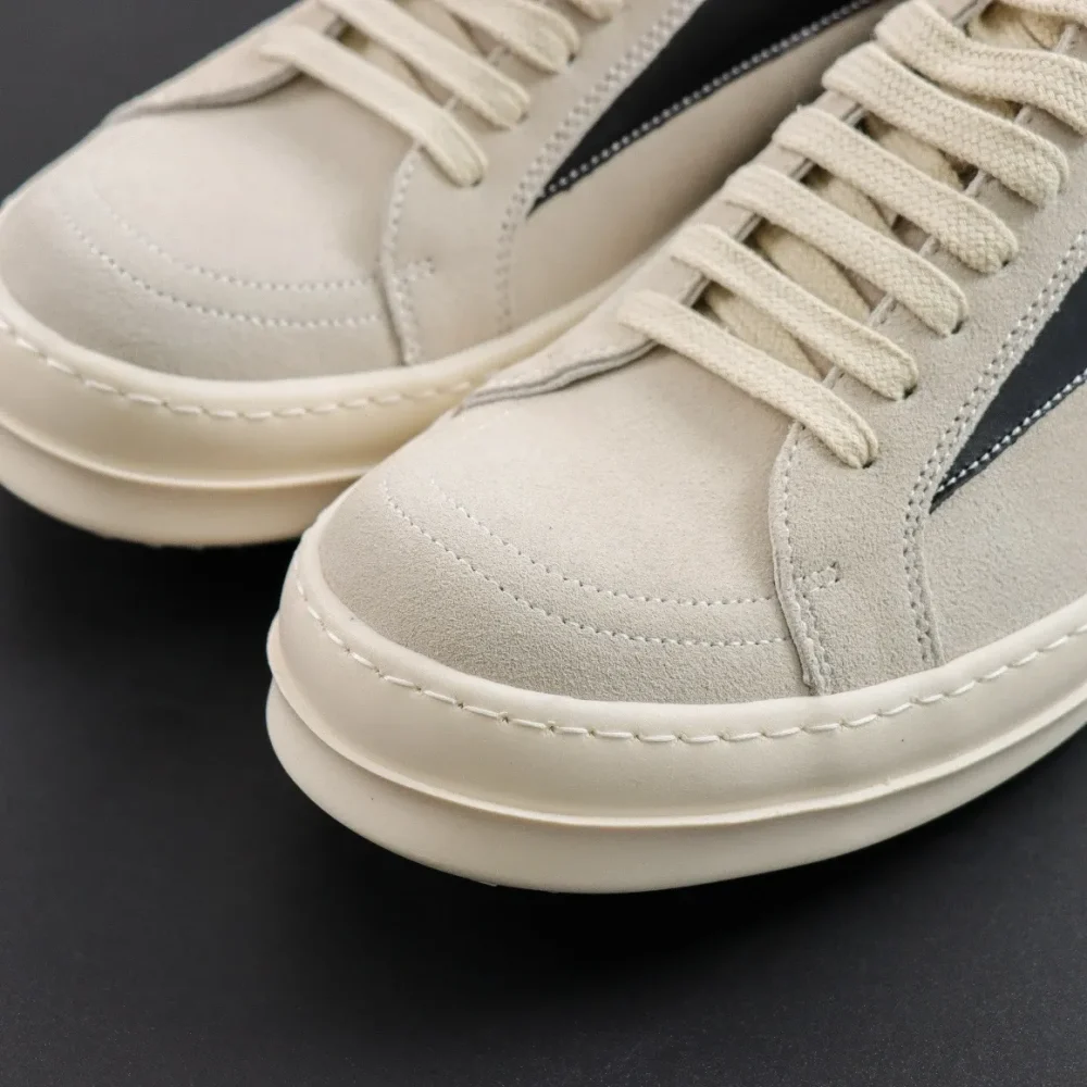 Rick Owens Cowhide Low-Top Sneakers Milky White - etkick reps