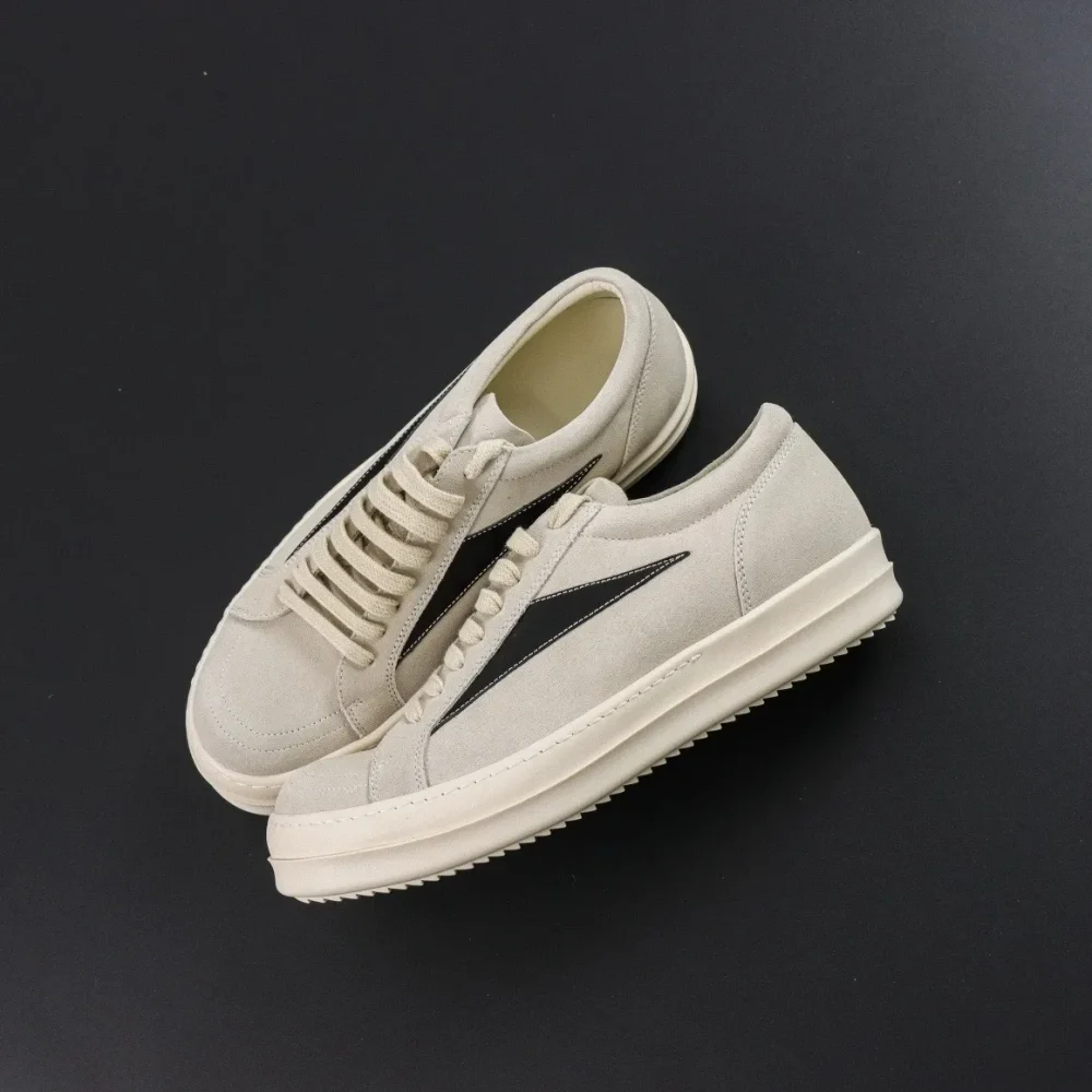 Rick Owens Cowhide Low-Top Sneakers Milky White - etkick reps