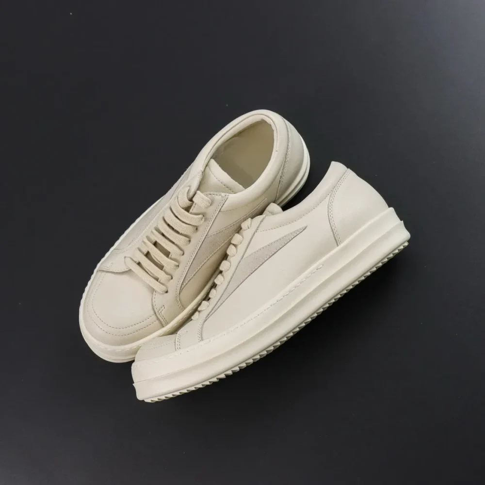 Rick Owens Cowhide White Low-Top Sneakers - etkick reps