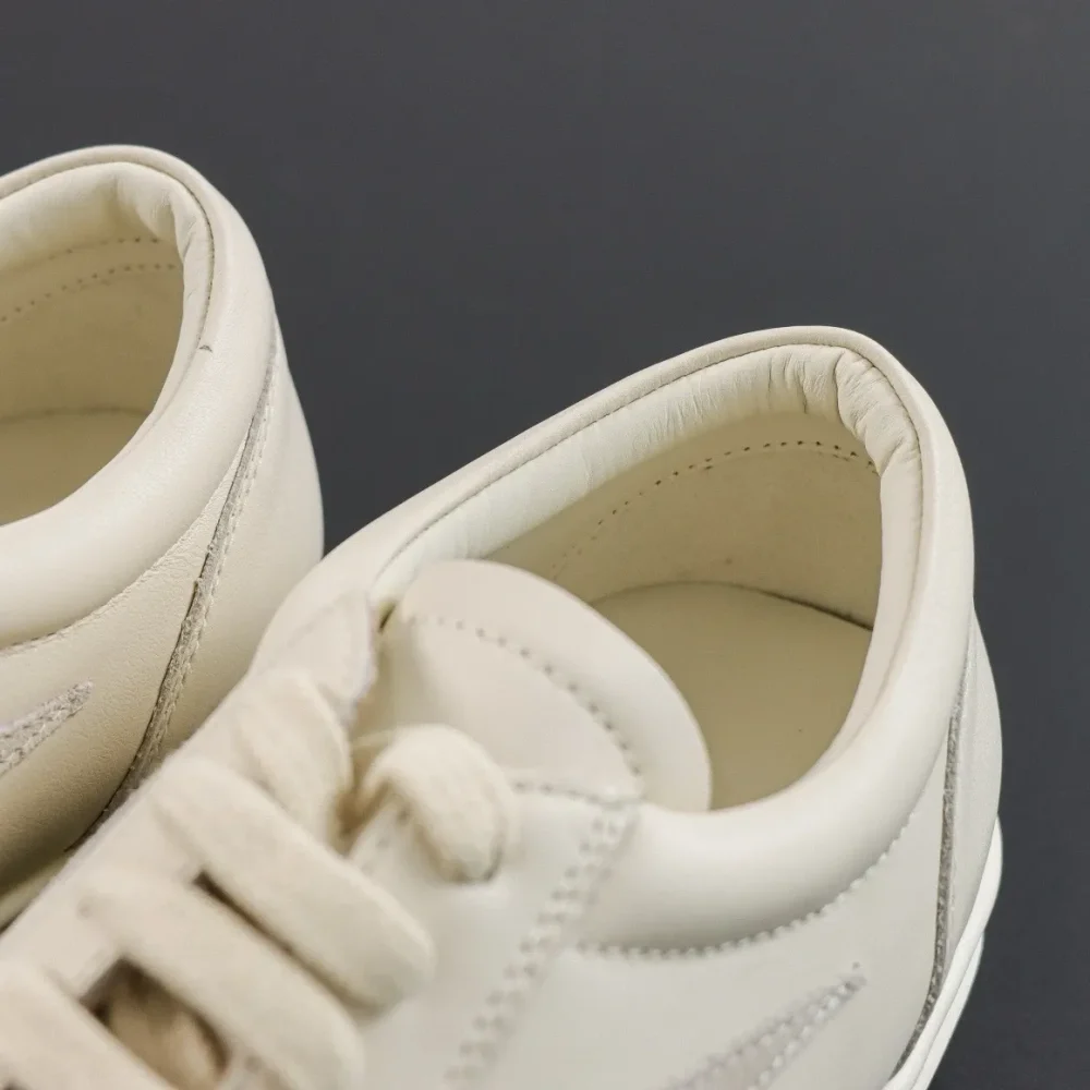 Rick Owens Cowhide White Low-Top Sneakers - etkick reps