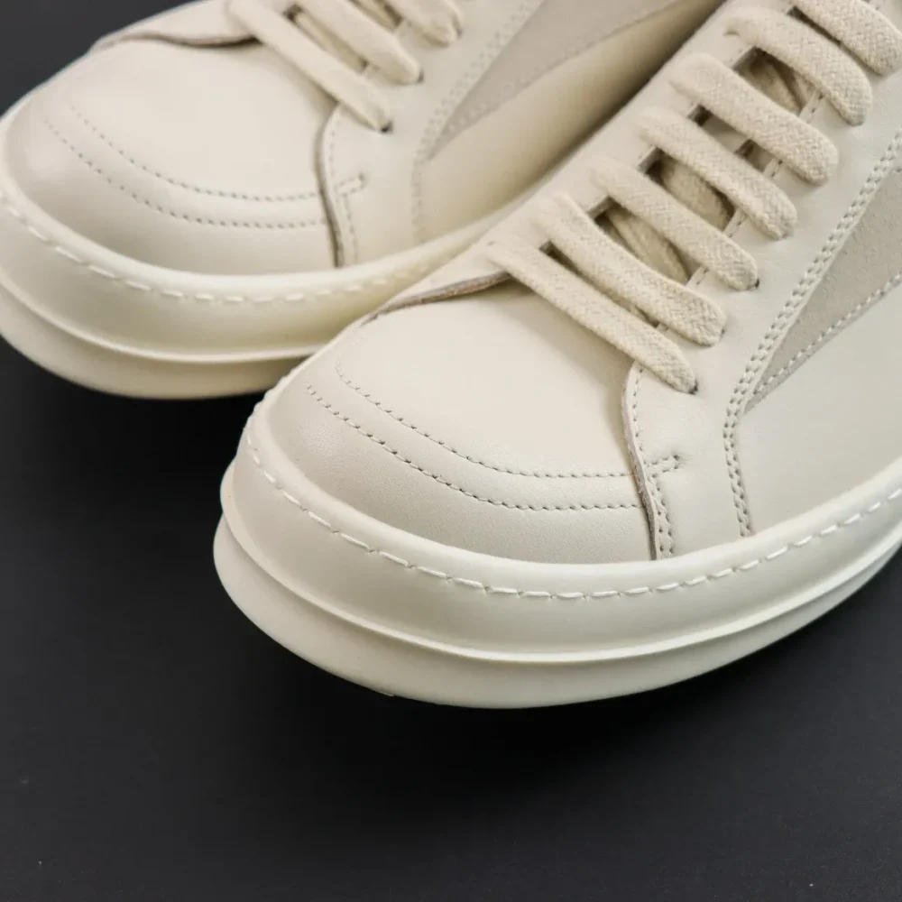 Rick Owens Cowhide White Low-Top Sneakers - etkick reps